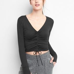 Gapfit brushed tech jersey top black L yoga